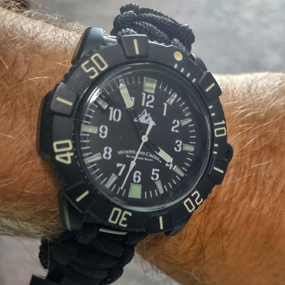 Woodland Creek Men's Watch, Compass, Paracord Survival Bracelet